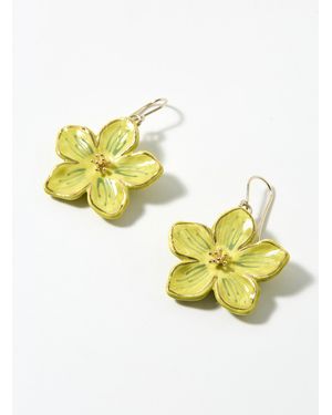 Nach Green Flower Earrings - Yellow