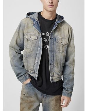 Acne Studios Hooded Speckled Jean Jacket - Gray