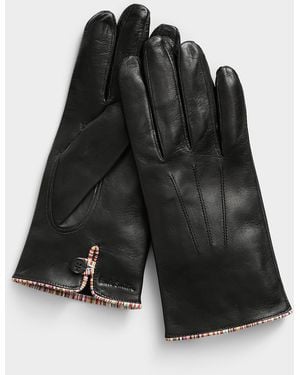 Paul Smith Signature Striped Piping Leather Gloves - Black