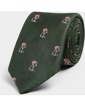Le 31 Jacquard Flamingo Tie - Green