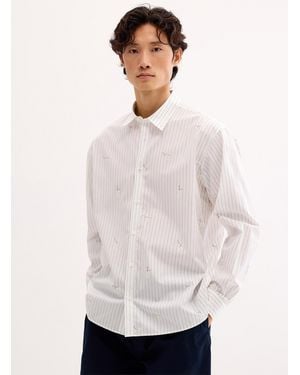 Lacoste Tennis Man Striped Shirt Relaxed Fit - White
