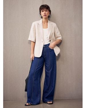DL1961 Hepburn Embossed Seam Jean Fit: Wide Leg, High Rise - Blue