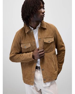 Plongé Minimalist Suede Jacket - Brown