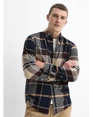 Le 31 Heritage Check Flannel Shirt Modern Fit - Grey