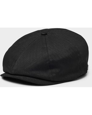 Brixton Herringbone Tweed Newsboy Cap - Black
