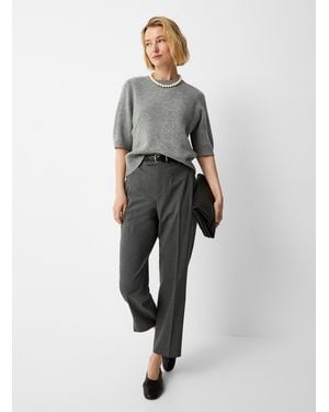 Contemporaine Touch Of Wool Pleated Pant Fit: Slim Leg, High Rise - Grey
