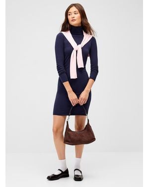 Twik Fitted Turtleneck Dress - Blue