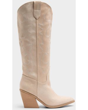 Steve Madden Arizona Topstitched Cowboy Boots Women - Natural
