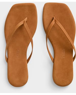 TKEES Square Toe Lily Suede Flip - Brown