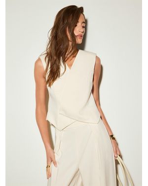 Icône Dense Crepe Shoulder Pads Crossover Vest - Natural