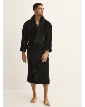Le 31 Solid Soft Plush Robe - Black