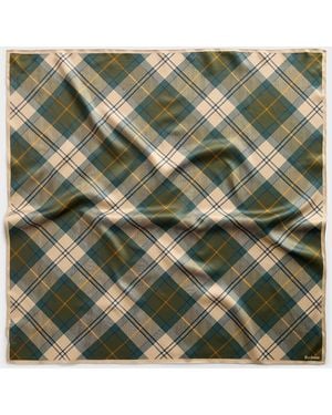 Barbour Green And Beige Tartan Satiny Scarf