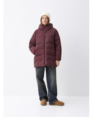 SELFHOOD Loose Hooded Puffer Jacket - Red