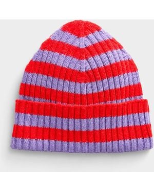 Simon's Striped Cuffed Tuque Exclusive Collection From Italy - Red