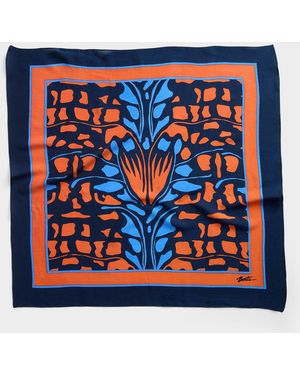 Barts Patterned Block Square Scarf - Blue