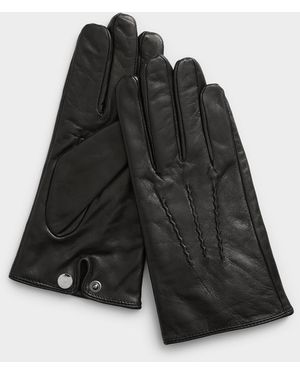 Le 31 Contrast Cuff Leather Gloves - Black