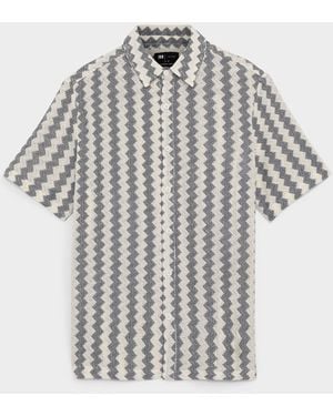 Le 31 Zigzag Knit Shirt Comfort Fit - White