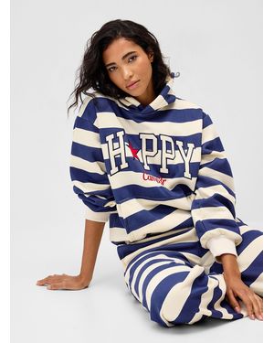 The Happy Camp3r Happy Indigo Striped Hoodie - Blue
