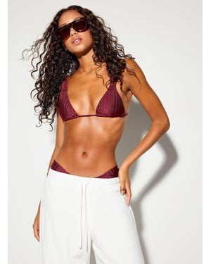 Rhythm Pacific Raspberry Shiny Ribbed Triangle Top - White