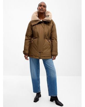 Kanuk Harfang Wide Collar And Adjustable Waist Quilted Coat - Natural