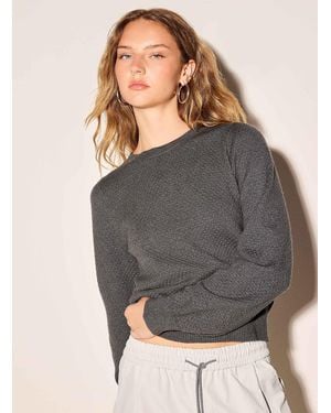 Icône Honeycomb Textured Sweater - Grey