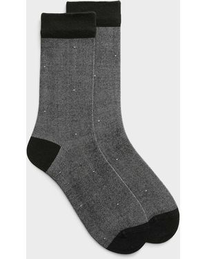 Lindbergh Heathered Bamboo Viscose Dress Socks - Black