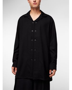 Y-3 Double Button Placket Long Overshirt (men, Black, Large)