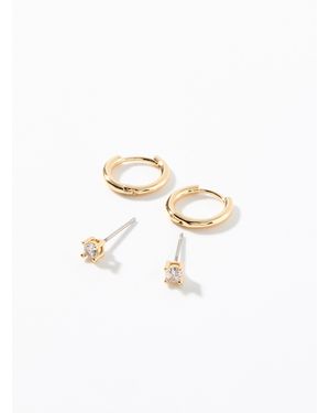 Simon's Minimalist Earrings Set Of 2 - White