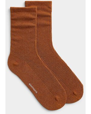 Simon's Finely Ribbed Socks - Brown