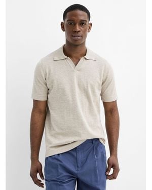 Le 31 Heathered Knit Polo - Blue
