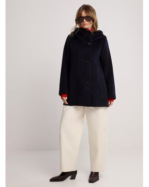 Simon's Felted Reprocessed Wool Hooded Overcoat - Black