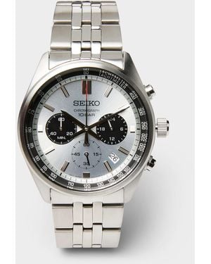 Seiko Black And White Face Chronograph Watch - Grey