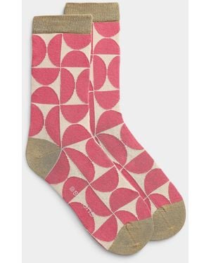 Simon's Contrast Geometry Socks - Pink