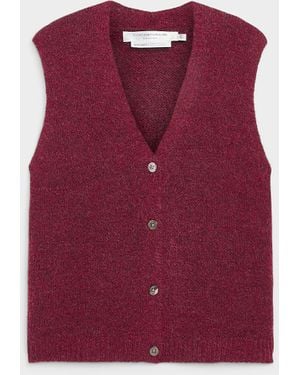 Contemporaine Touch Of Wool And Alpaca Fuzzy Sweater Vest - Red
