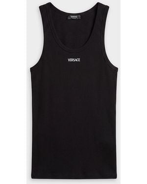 Versace Signature Ribbed Tank Top - Black