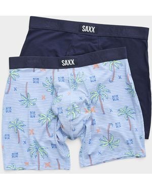 Saxx Underwear Co. 6" Solid/palm Tree Boxer Briefs Vibe Xtra - Blue