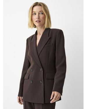 Contemporaine Textured Crepe Plain Blazer - Gray