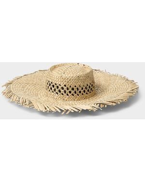 Simon's Large Frayed Straw Hat - Natural