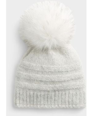 Kyi Kyi Ribbed Groove Xl Pompom Tuque - White