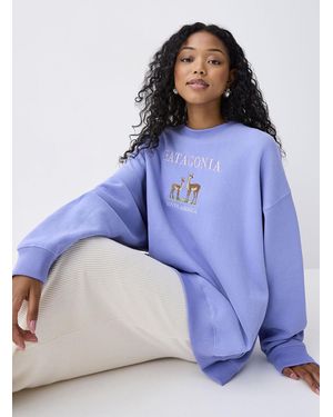 Twik Destination Oversized Fleece Sweatshirt - Blue