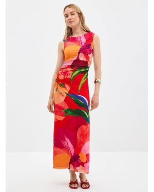 EVER NEW Lucille Fabulous Flowers Ruched Dress - Red