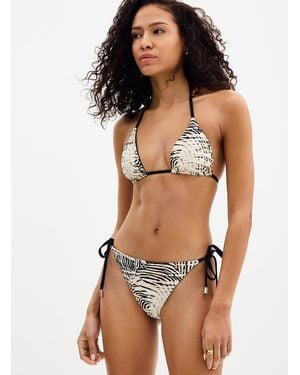 Red Carter Striped Print Slim Bikini Reversible - Multicolour