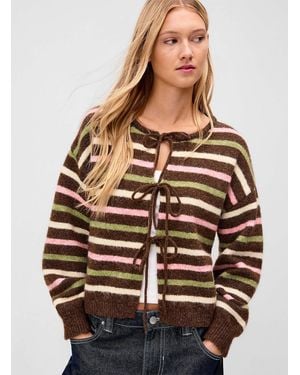 Twik Stripes And Bows Cardigan - Brown