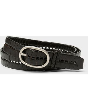 FIVE STUDIOS Oval Buckle Braided Belt - Black