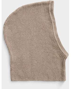 Simon's Solid Ribbed Balaclava Exclusive Collection From Italy - Natural