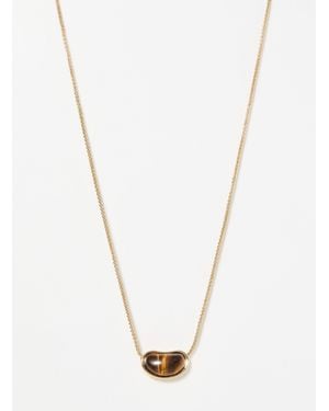 Simon's Amber Rounded Stone Necklace - White