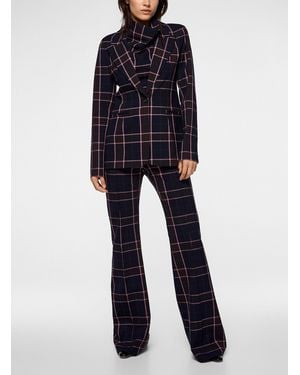 Smythe Pintucks Plaid Flared - Blue