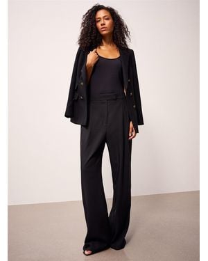 Reiss Pleated Piqué Pant Fit: Wide Leg, High Rise - Blue