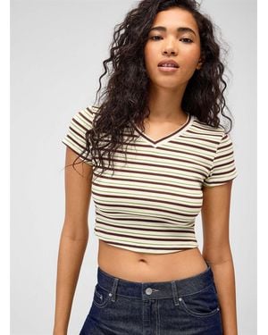 Twik Striped Fitted Cropped T - Grey