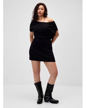 Twik Boat Collar Knit Dress - Black